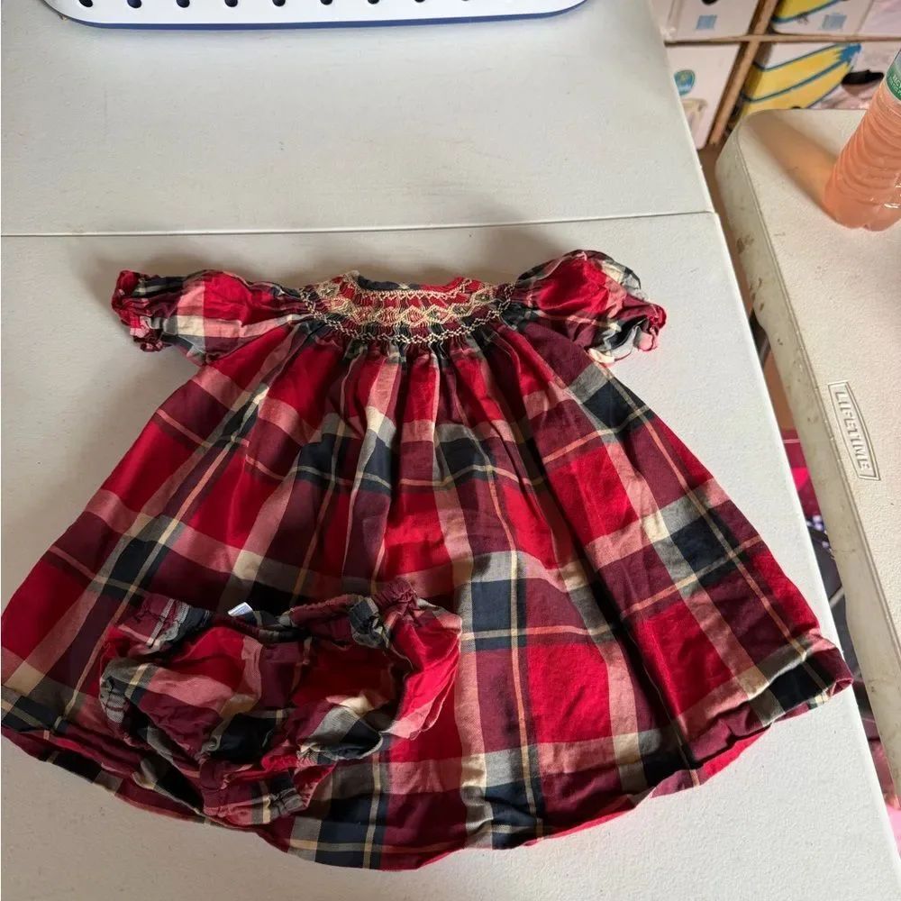 Edgehill Collection Red and Black Plaid Baby Outfit